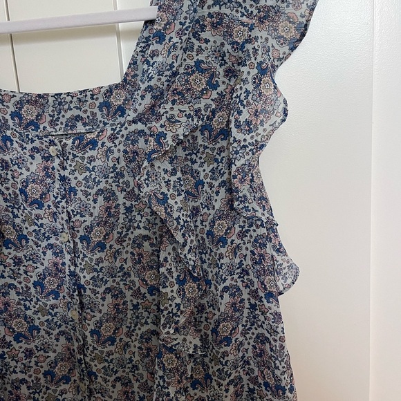 Mango Floral Blue Women's Top - Picture 4 of 5